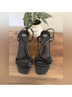 BP. Women Billy Stiletto Heel Strappy Slingback Sandals Size US 6.5 in Black